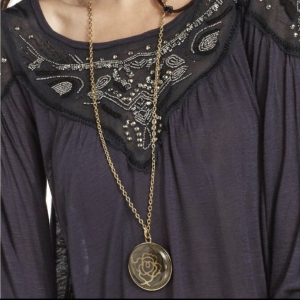 Free People beaded long sleeve top - Picture 3 of 11